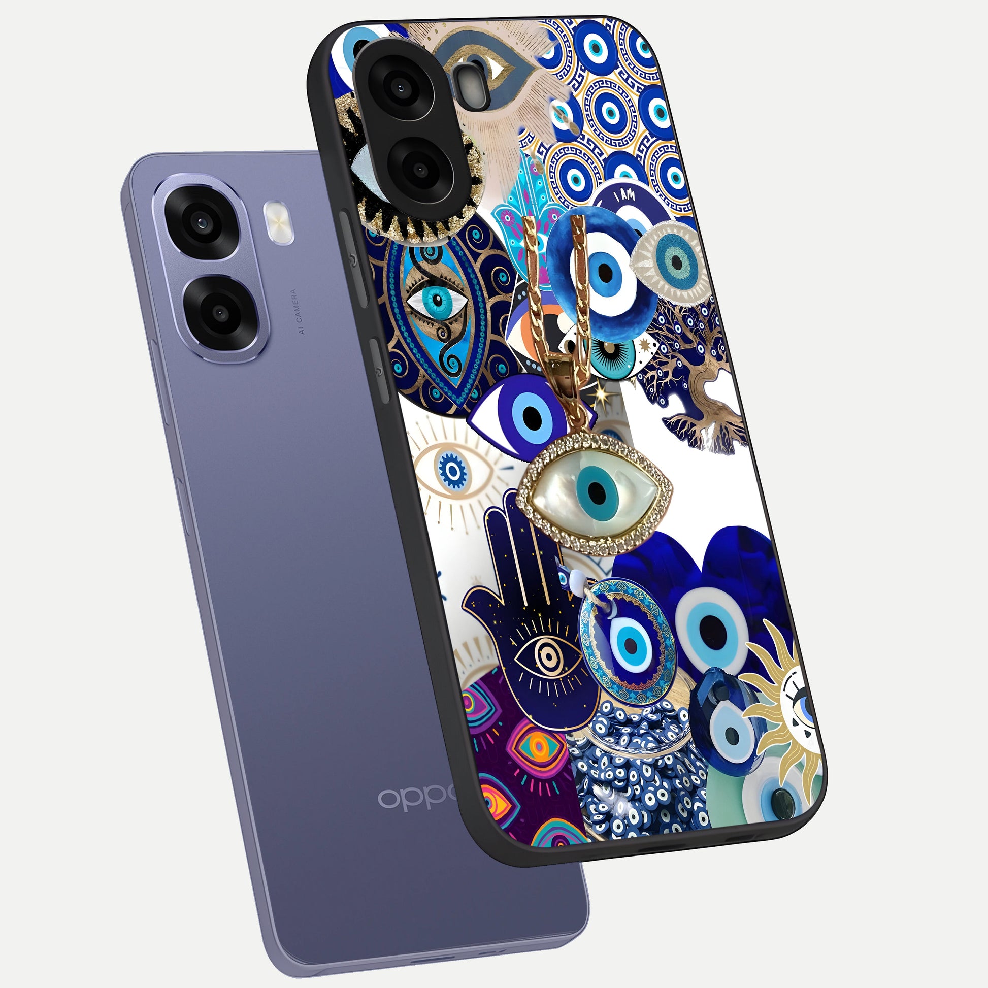  Mystic Charm Eye phone case For Oppo A6s showing premium glass back cover with detailed artwork