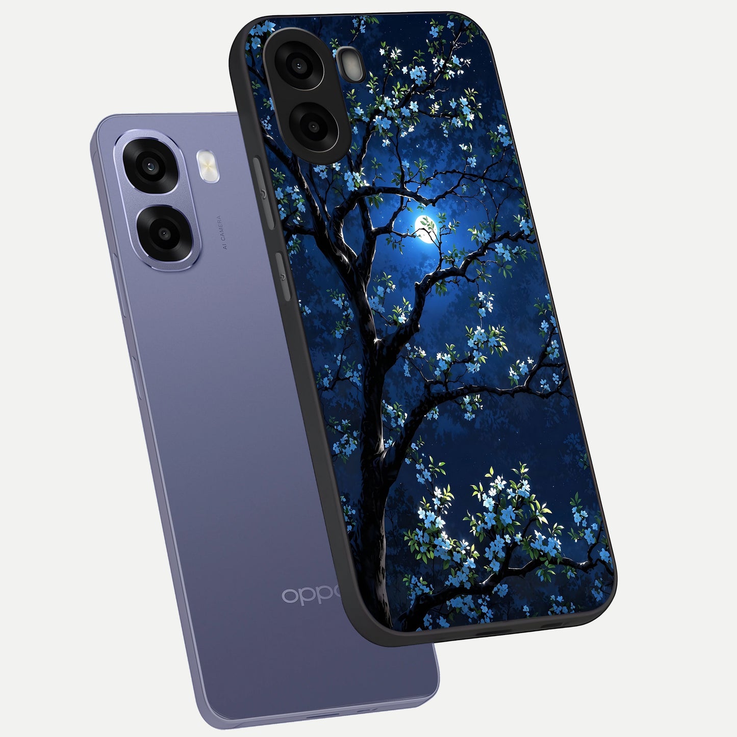  Mystic Floral Night phone case For Oppo A6s showing premium glass back cover with detailed artwork