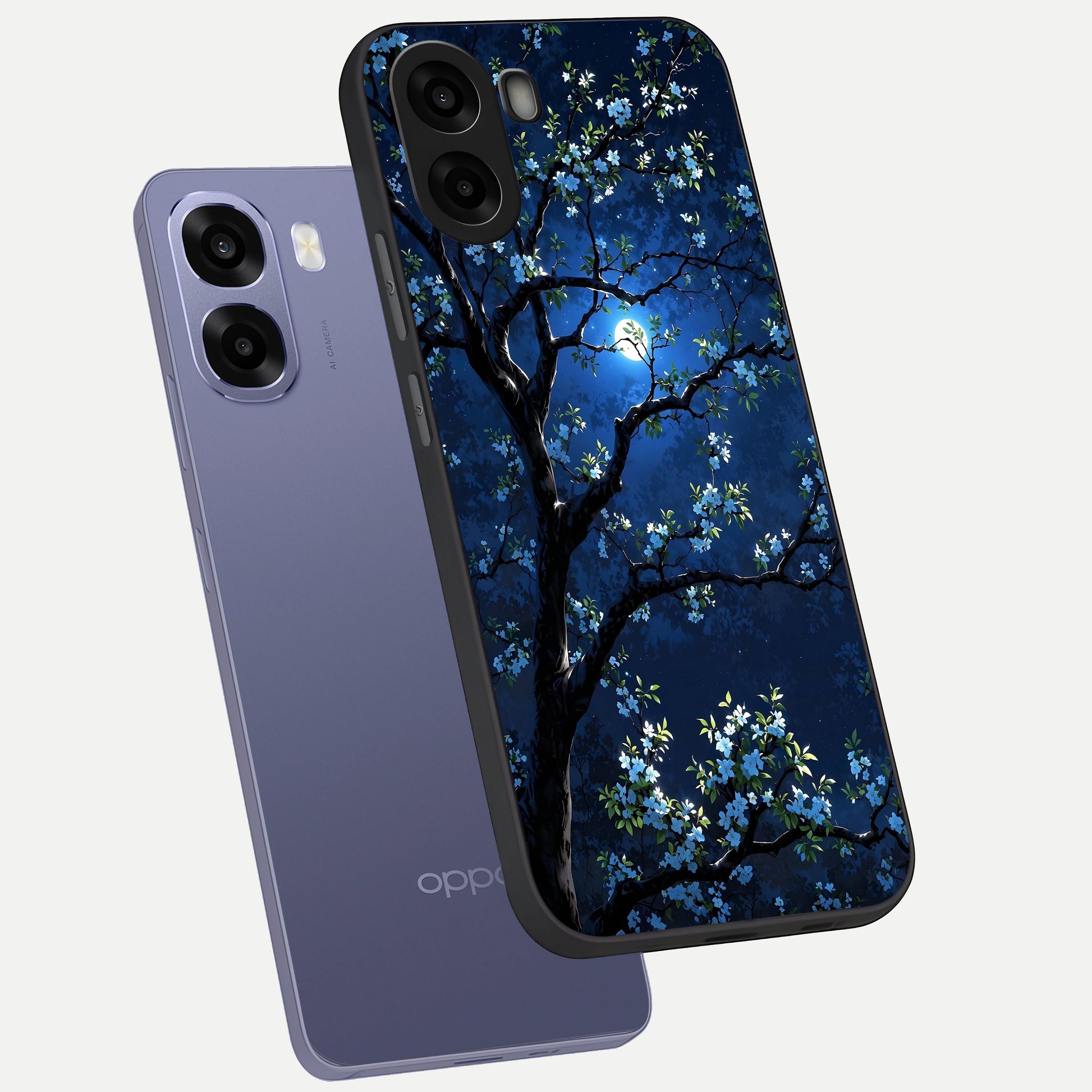  Mystic Floral Night phone case For Oppo A6s showing premium glass back cover with detailed artwork