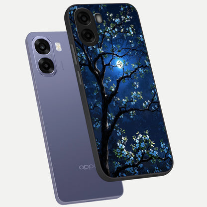  Mystic Floral Night phone case For Oppo A6s showing premium glass back cover with detailed artwork