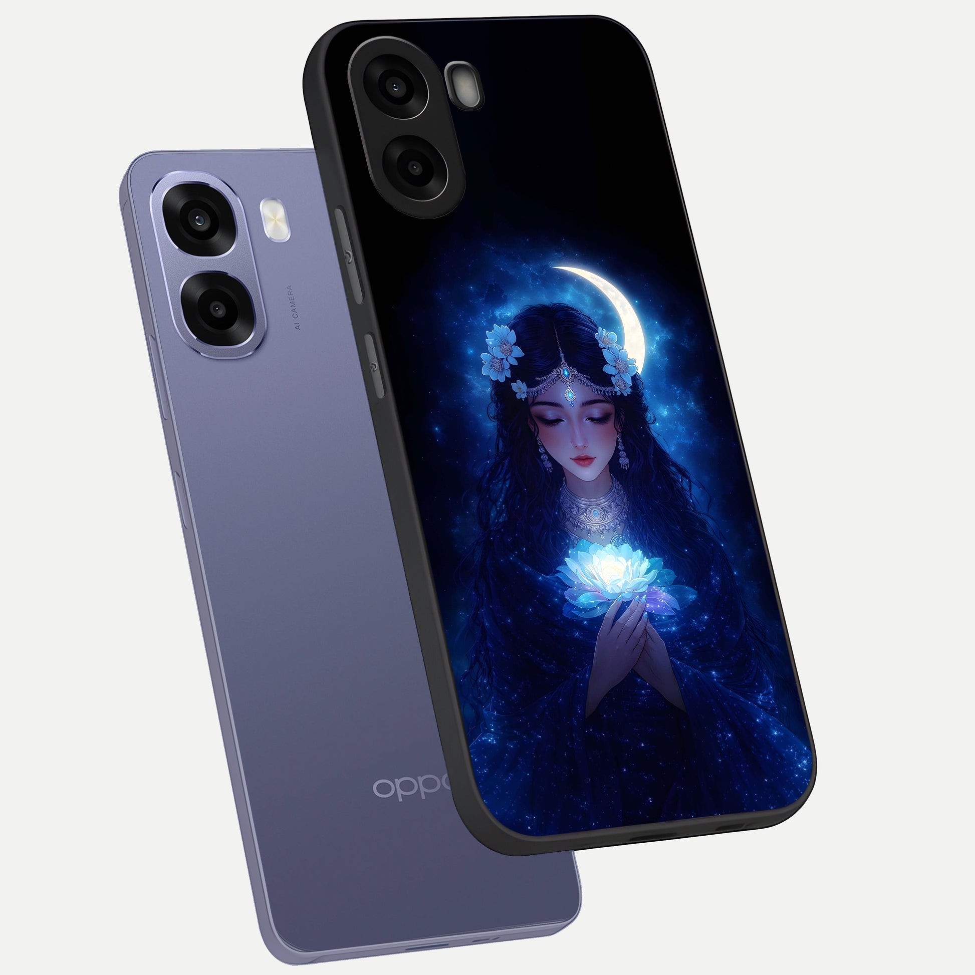  Mystic Moon Queen phone case For Oppo A6s showing premium glass back cover with detailed artwork