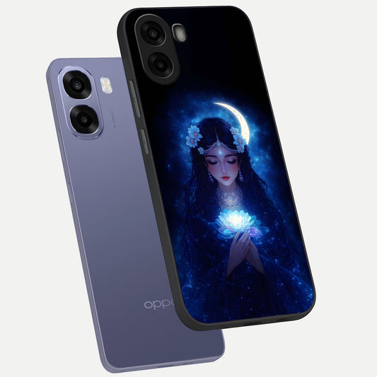 Mystic Moon Queen phone case For Oppo A6s showing premium glass back cover with detailed artwork