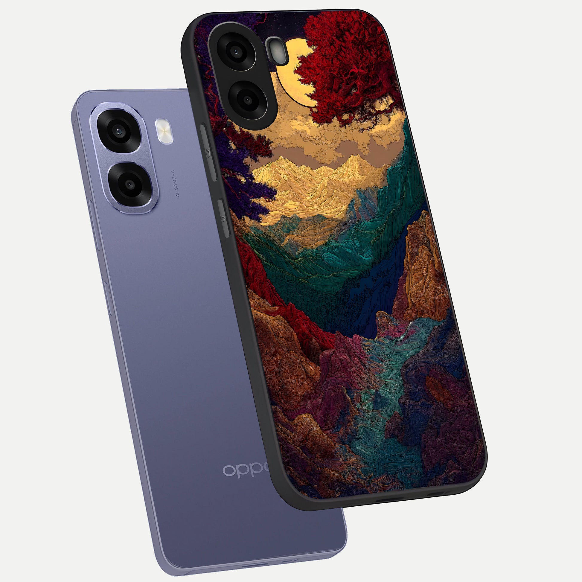  Mystic Valley Light phone case For Oppo A6s showing premium glass back cover with detailed artwork