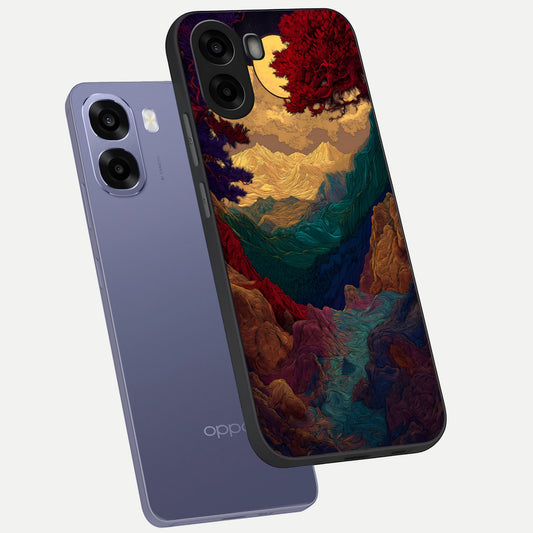  Mystic Valley Light phone case For Oppo A6s showing premium glass back cover with detailed artwork