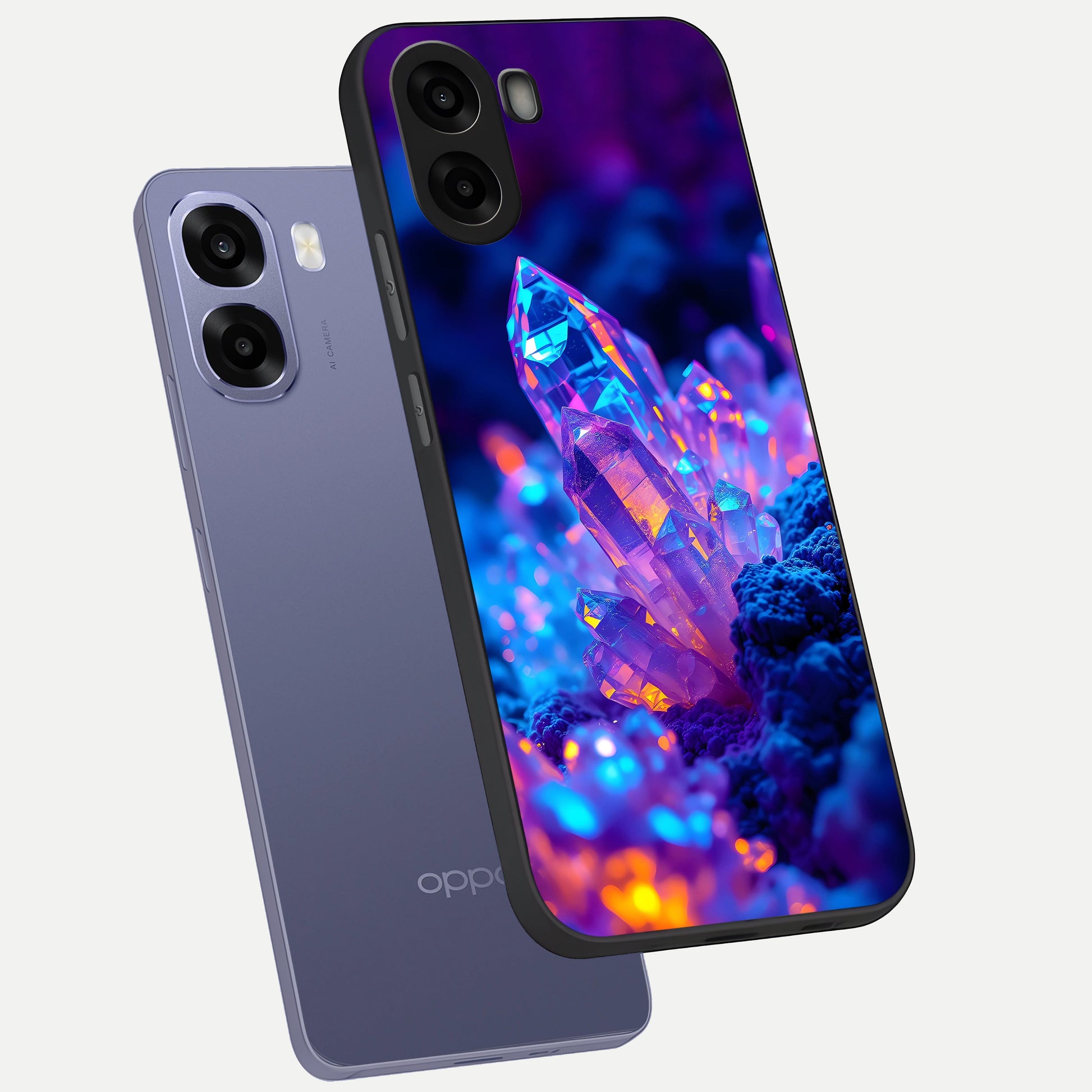  Neon Aura Shards phone case For Oppo A6s showing premium glass back cover with detailed artwork