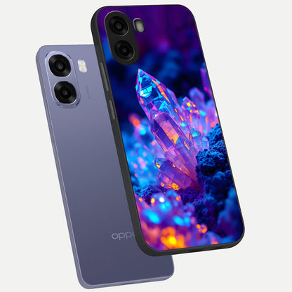  Neon Aura Shards phone case For Oppo A6s showing premium glass back cover with detailed artwork