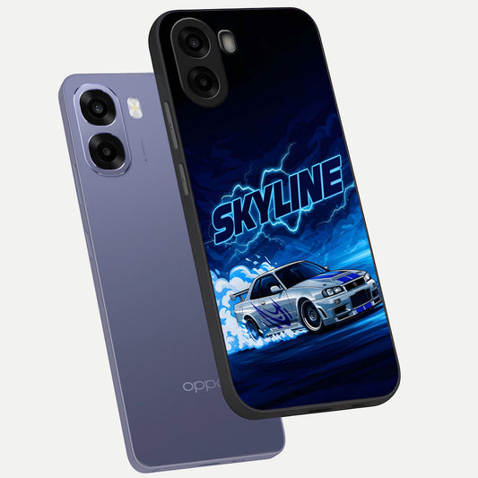 Neon Drift Beast phone case For Oppo A6s showing premium glass back cover with detailed artwork