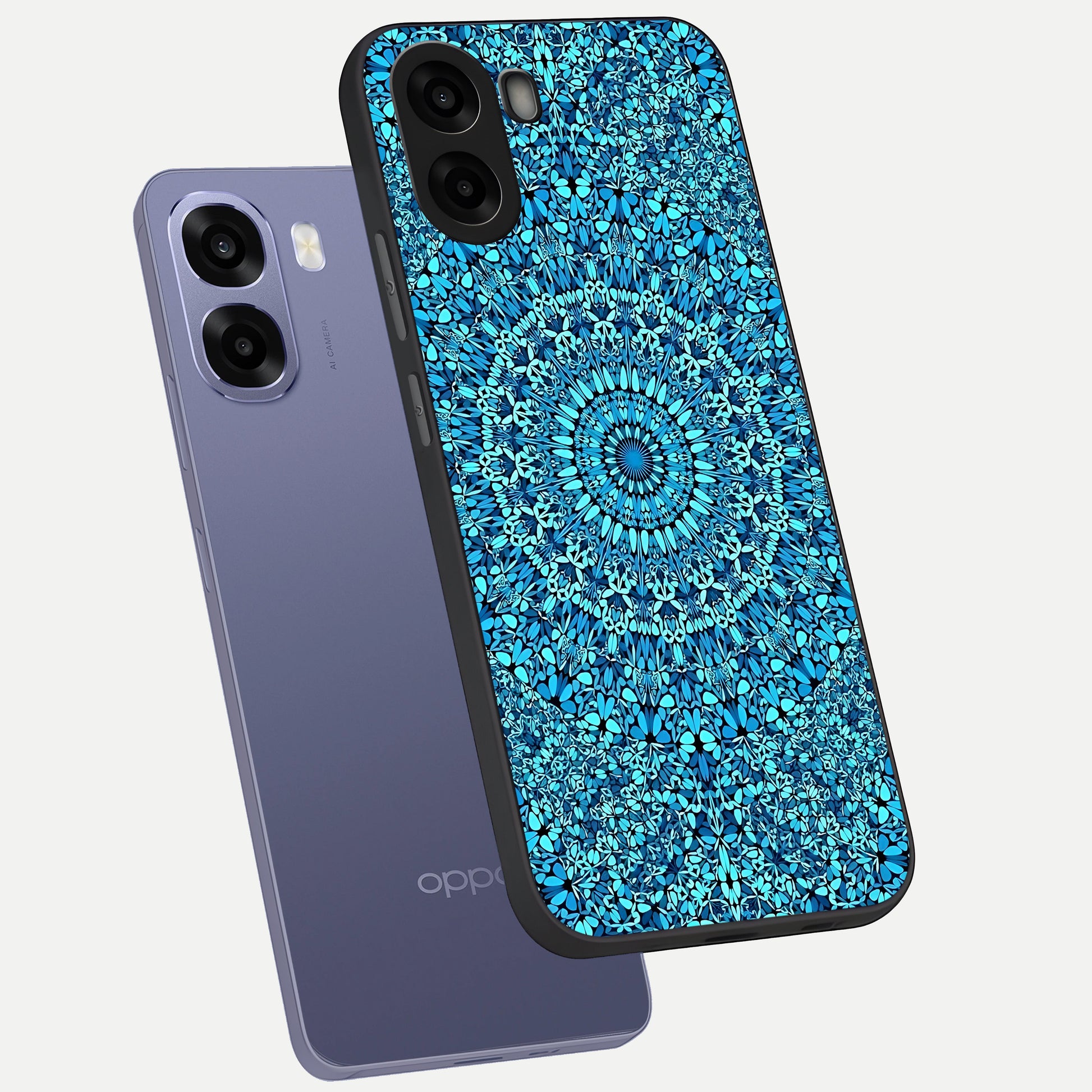  Ocean Bloom Mandala phone case For Oppo A6s showing premium glass back cover with detailed artwork