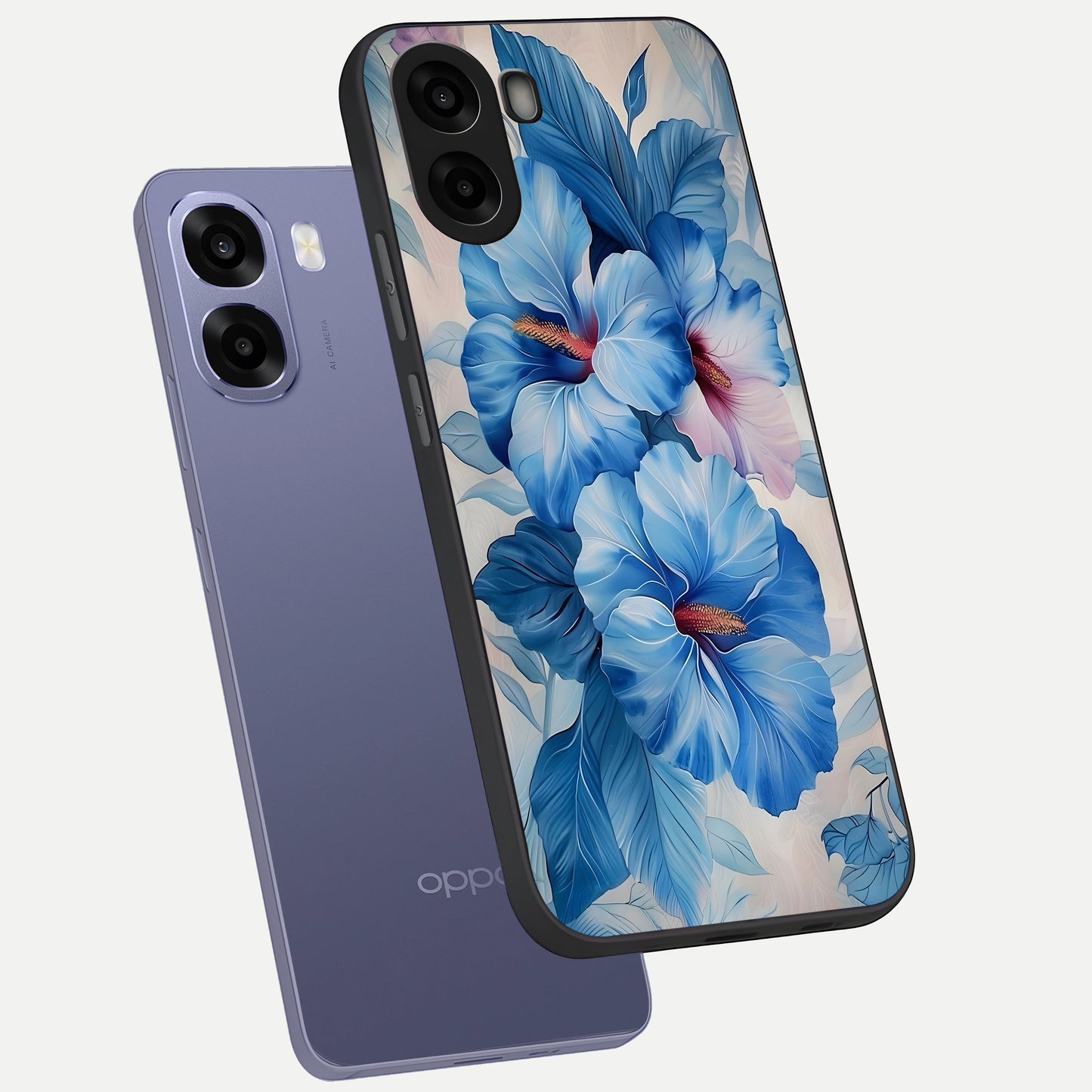 Ocean Hibiscus Grace phone case For Oppo A6s showing premium glass back cover with detailed artwork