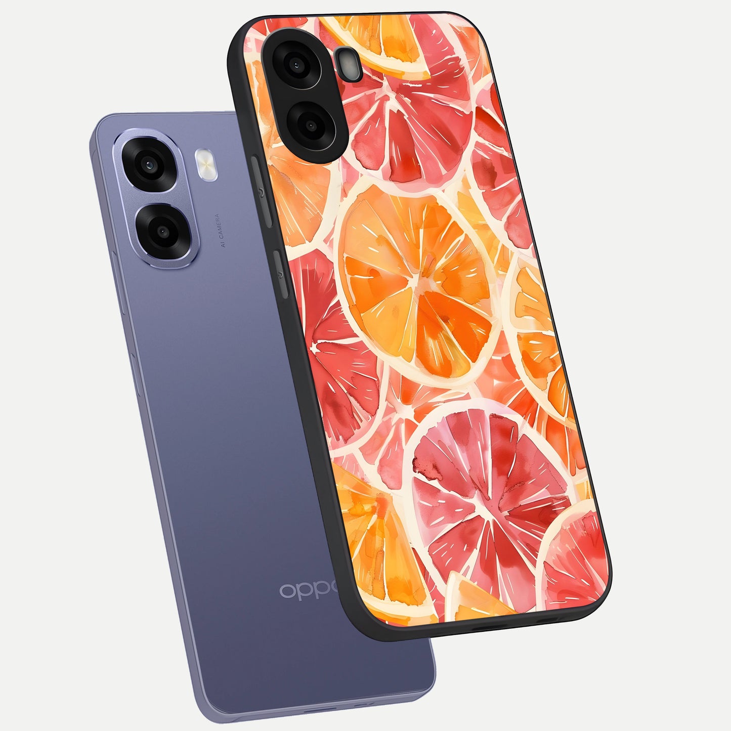  Orange Fruits Pattern phone case For Oppo A6s showing premium glass back cover with detailed artwork