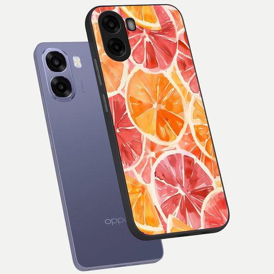  Orange Fruits Pattern phone case For Oppo A6s showing premium glass back cover with detailed artwork
