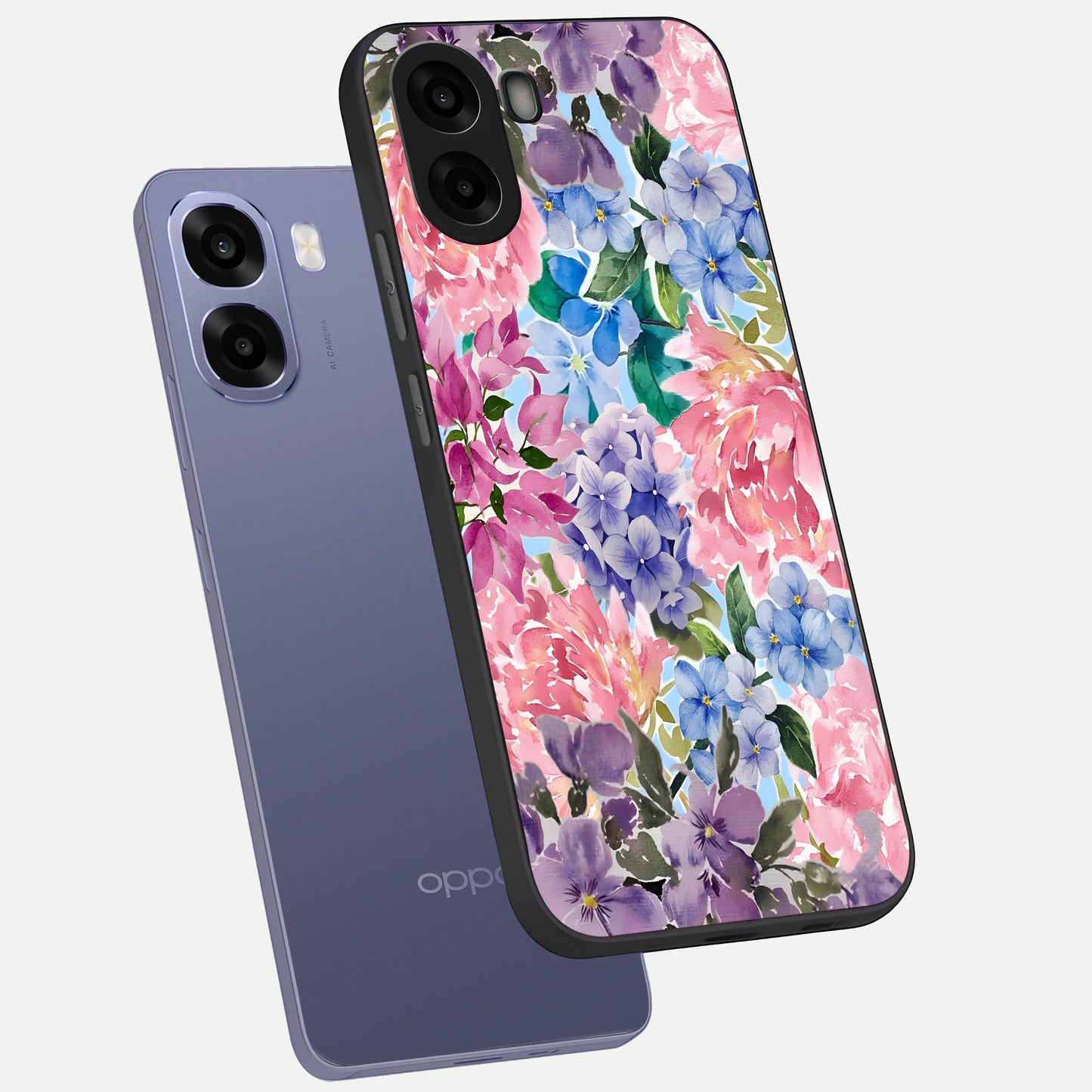  Pastel Floral Mix phone case For Oppo A6s showing premium glass back cover with detailed artwork