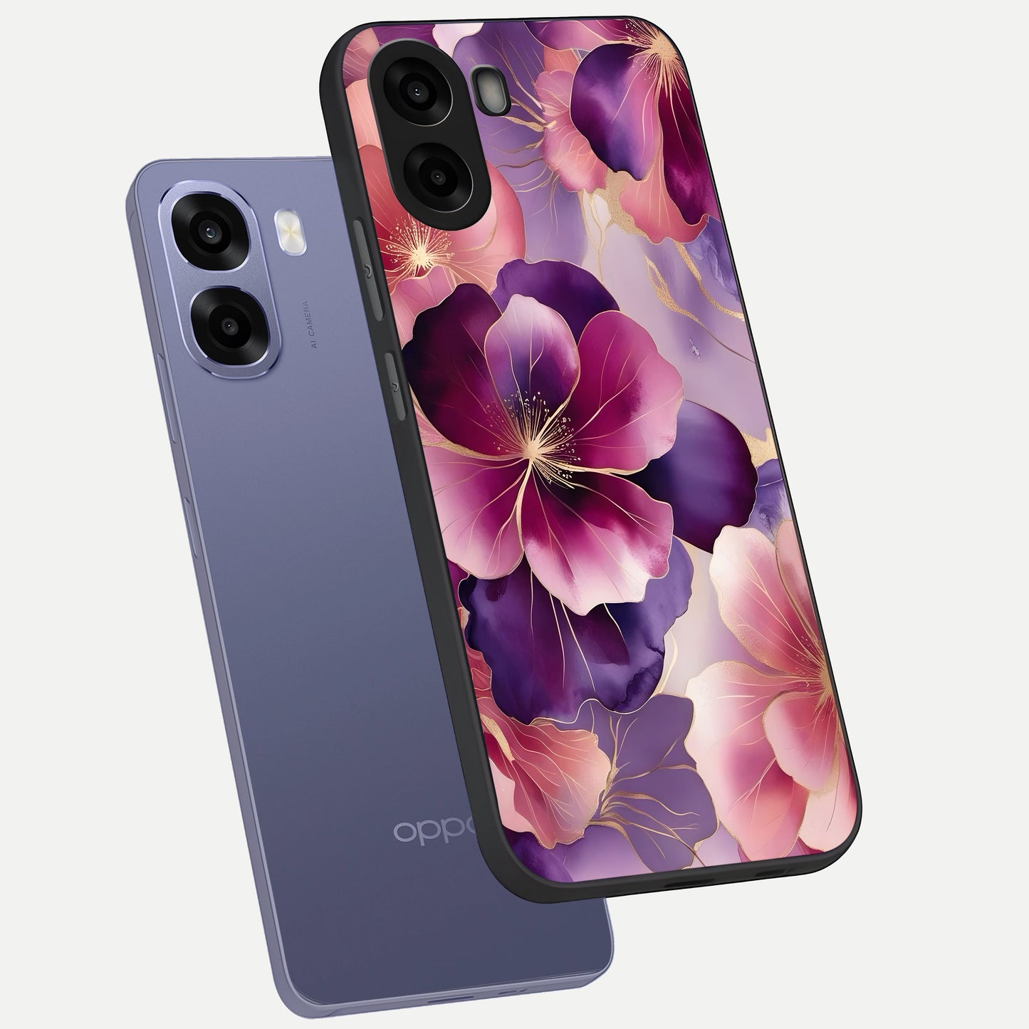  Pink Bouquet Florals phone case For Oppo A6s showing premium glass back cover with detailed artwork