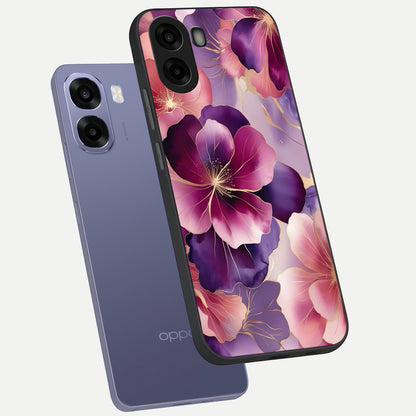  Pink Bouquet Florals phone case For Oppo A6s showing premium glass back cover with detailed artwork