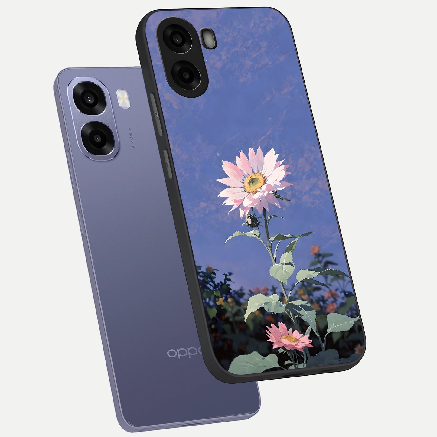  Pink Shells Outline phone case For Oppo A6s showing premium glass back cover with detailed artwork