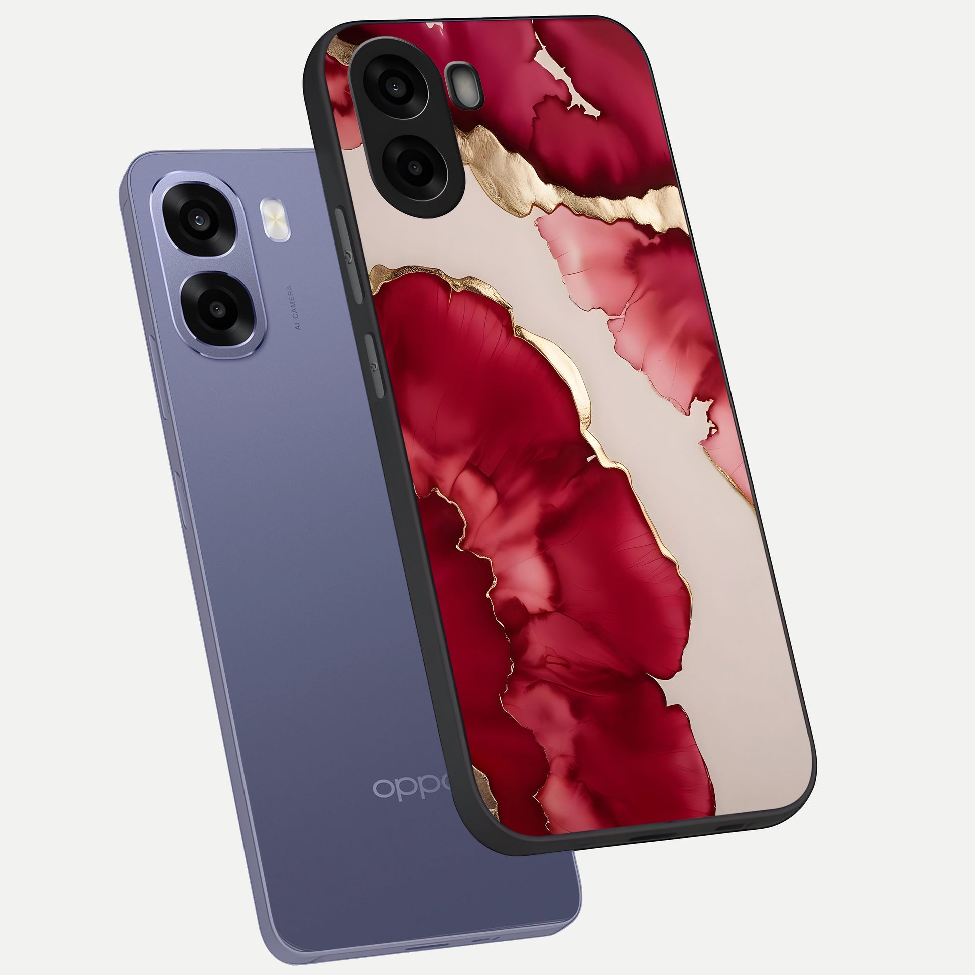  Pink And White Marble phone case For Oppo A6s showing premium glass back cover with detailed artwork