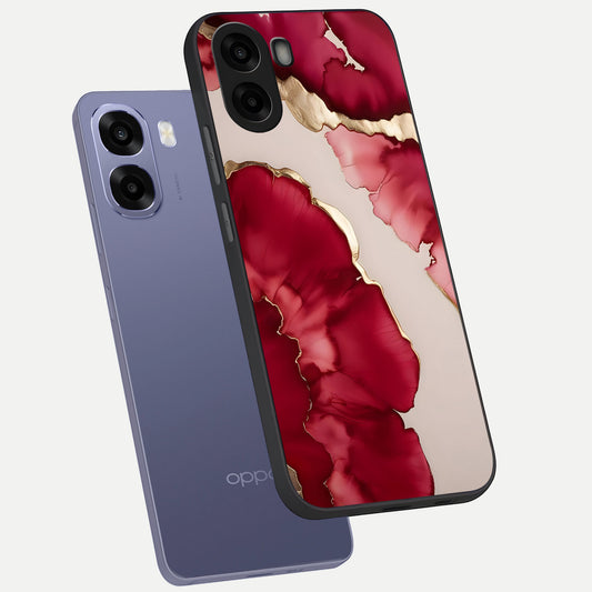  Pink And White Marble phone case For Oppo A6s showing premium glass back cover with detailed artwork