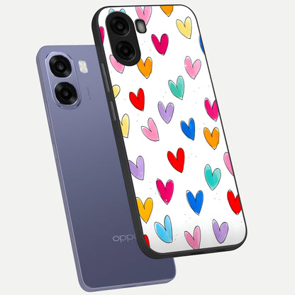  Playful Love Doodles phone case For Oppo A6s showing premium glass back cover with detailed artwork
