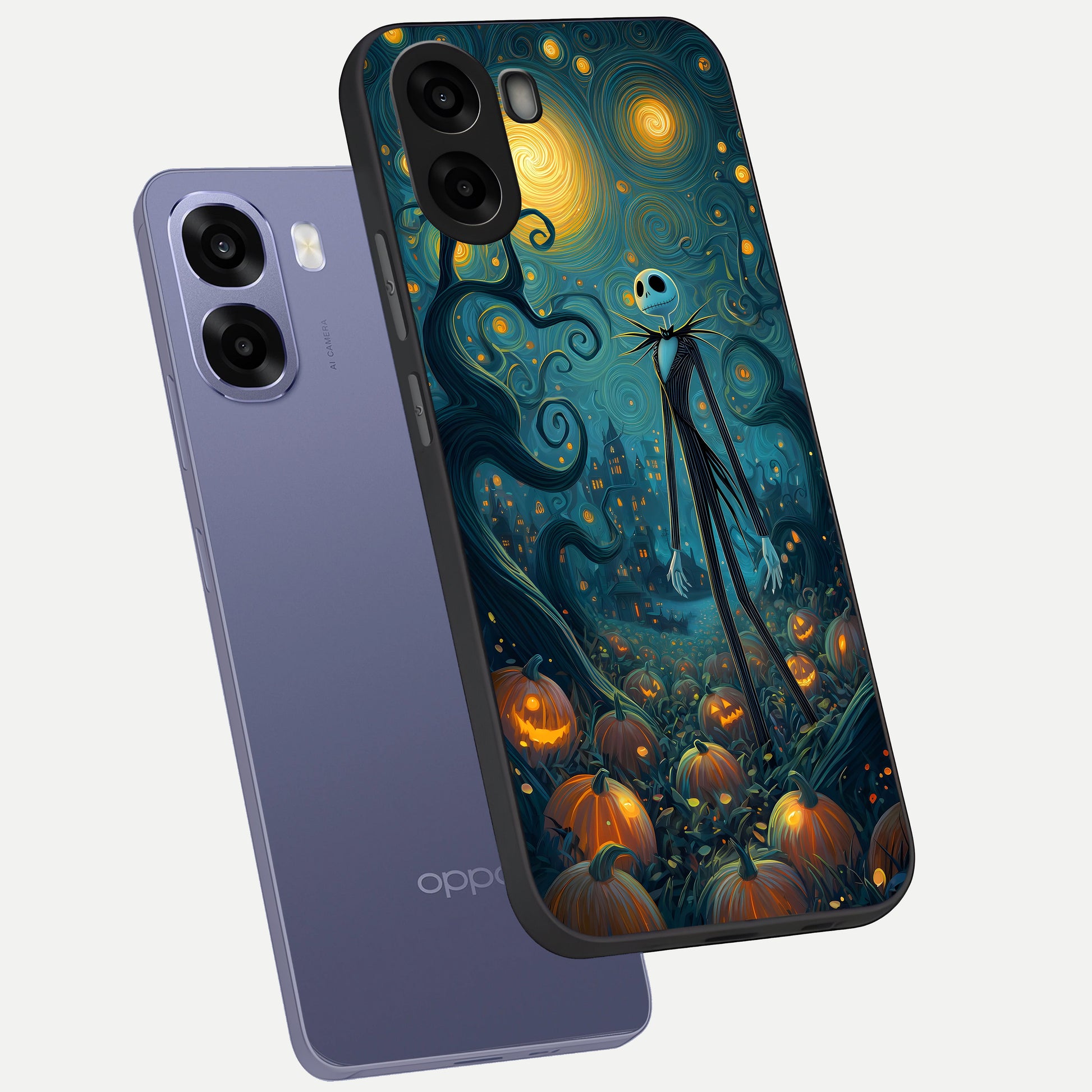  Pumpkin Moonlight Tale phone case For Oppo A6s showing premium glass back cover with detailed artwork