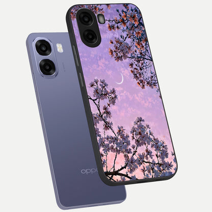 Purple Serenity Moon phone case For Oppo A6s showing premium glass back cover with detailed artwork