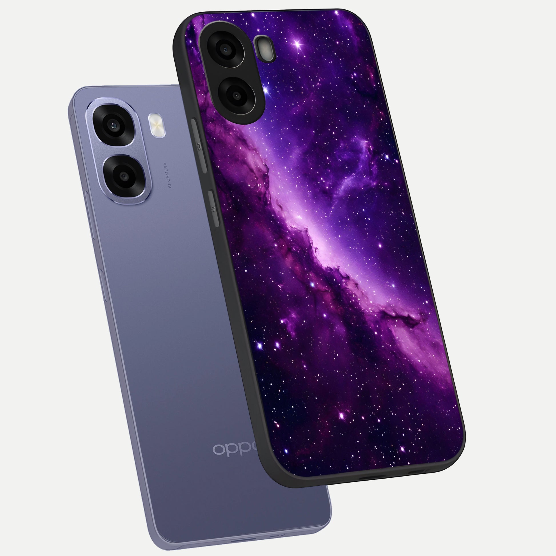  Purple Shade Sky phone case For Oppo A6s showing premium glass back cover with detailed artwork