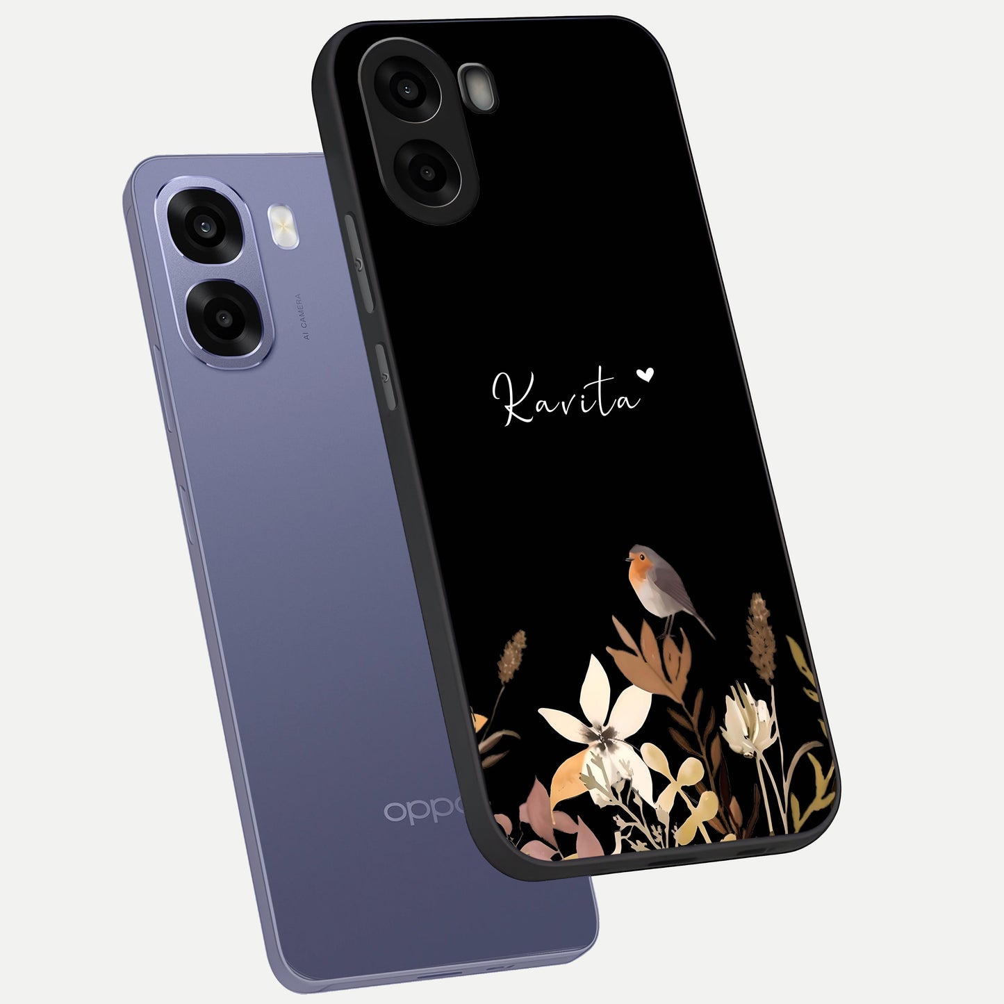  Quiet Garden Tune Custom Name phone case For Oppo A6s showing premium glass back cover with detailed artwork