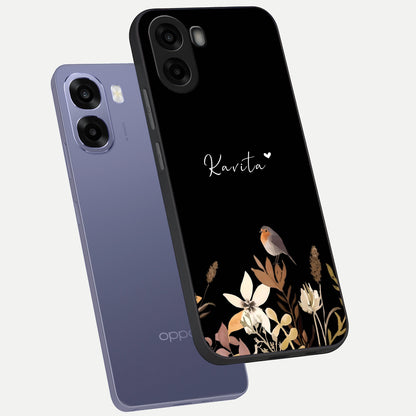  Quiet Garden Tune Custom Name phone case For Oppo A6s showing premium glass back cover with detailed artwork