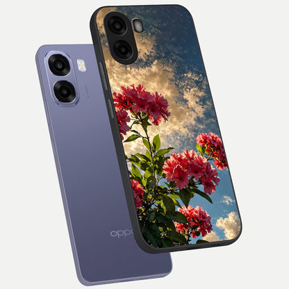  Red Bloom Skies phone case For Oppo A6s showing premium glass back cover with detailed artwork