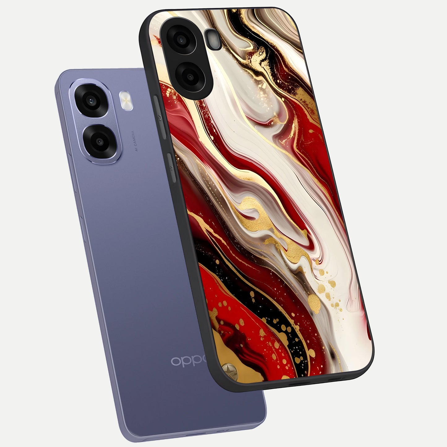  Red And White Marble phone case For Oppo A6s showing premium glass back cover with detailed artwork