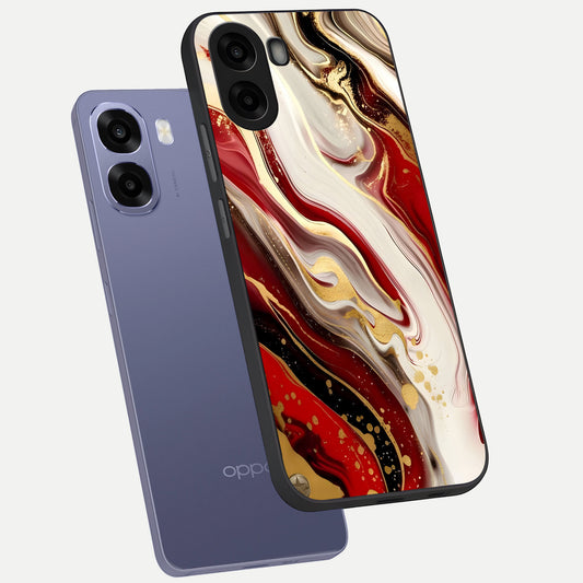  Red And White Marble phone case For Oppo A6s showing premium glass back cover with detailed artwork