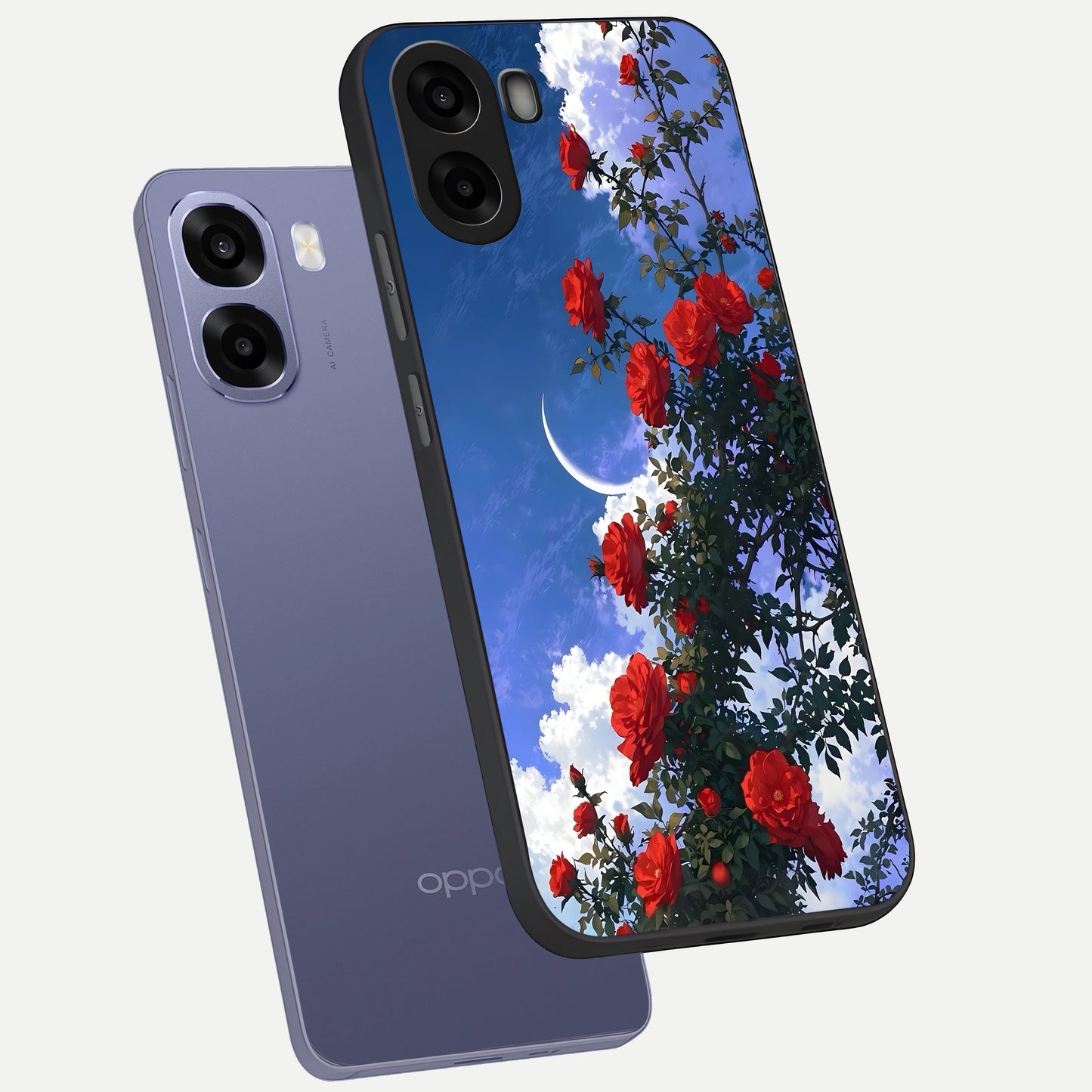  Rose Drift Flowers phone case For Oppo A6s showing premium glass back cover with detailed artwork
