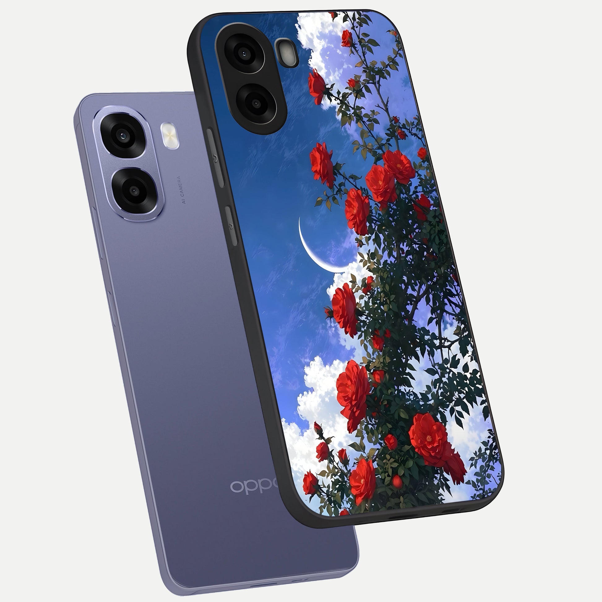  Rose Drift Flowers phone case For Oppo A6s showing premium glass back cover with detailed artwork