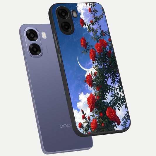  Rose Drift Flowers phone case For Oppo A6s showing premium glass back cover with detailed artwork