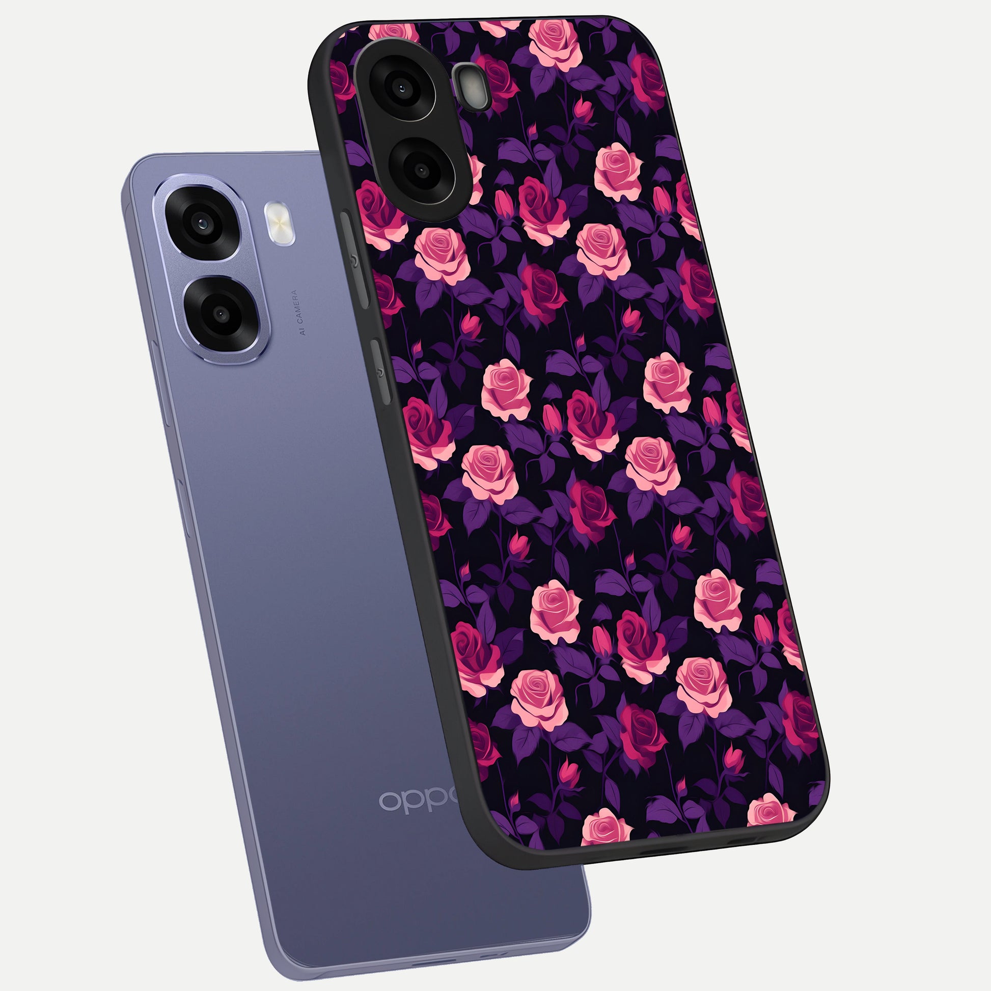  Rose Garden Twilight phone case For Oppo A6s showing premium glass back cover with detailed artwork