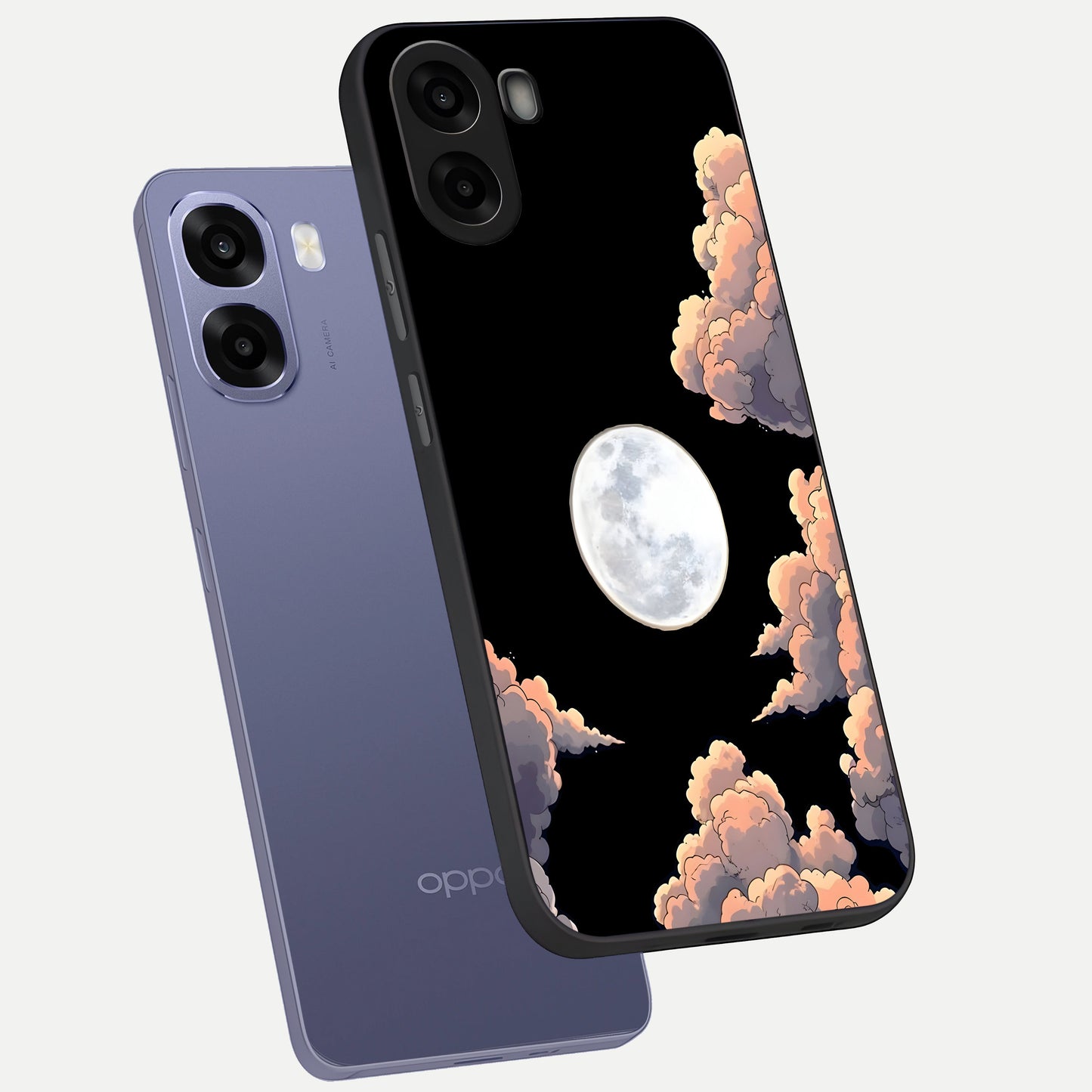  Shade Cloud Moon phone case For Oppo A6s showing premium glass back cover with detailed artwork