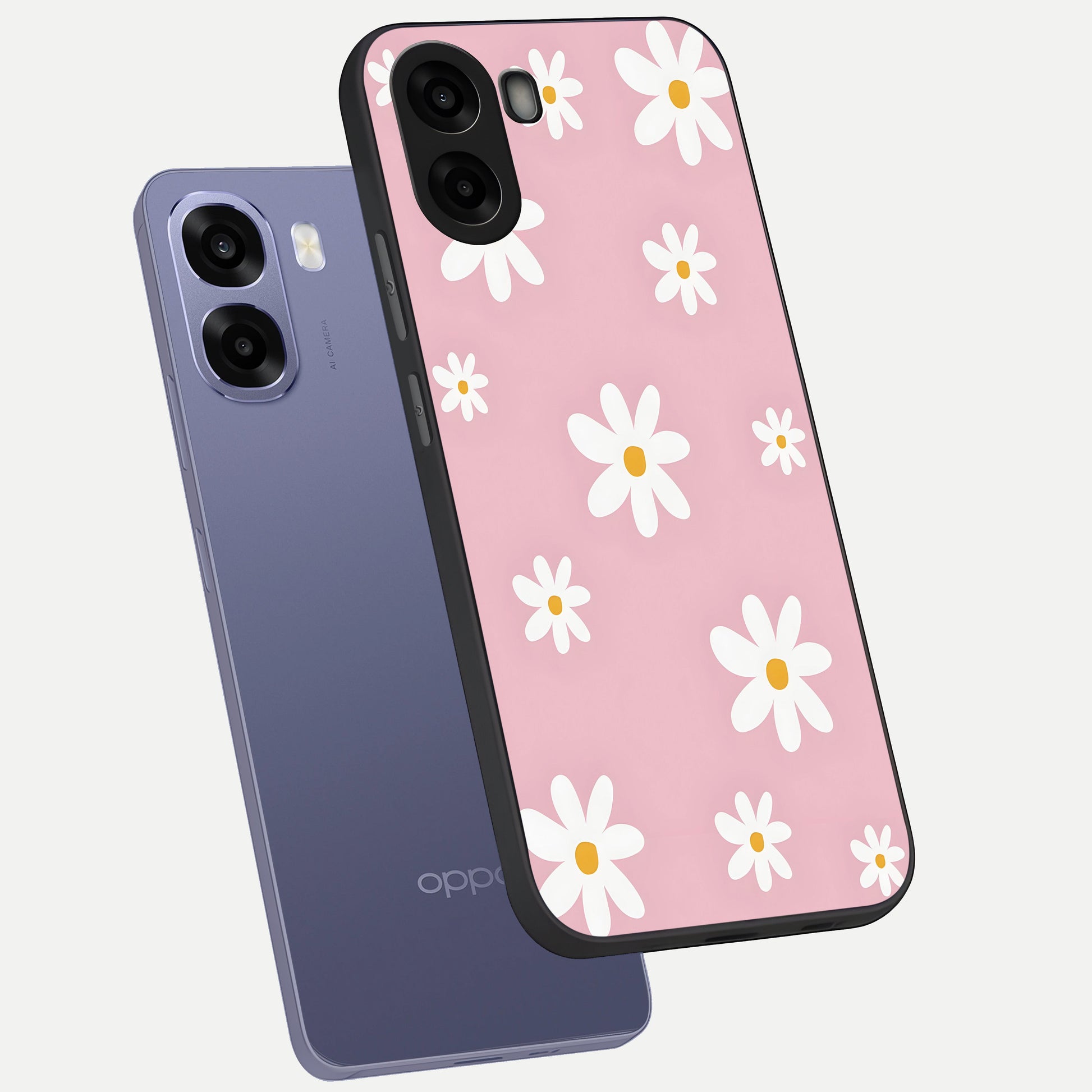  Soft Daisy Bliss phone case For Oppo A6s showing premium glass back cover with detailed artwork