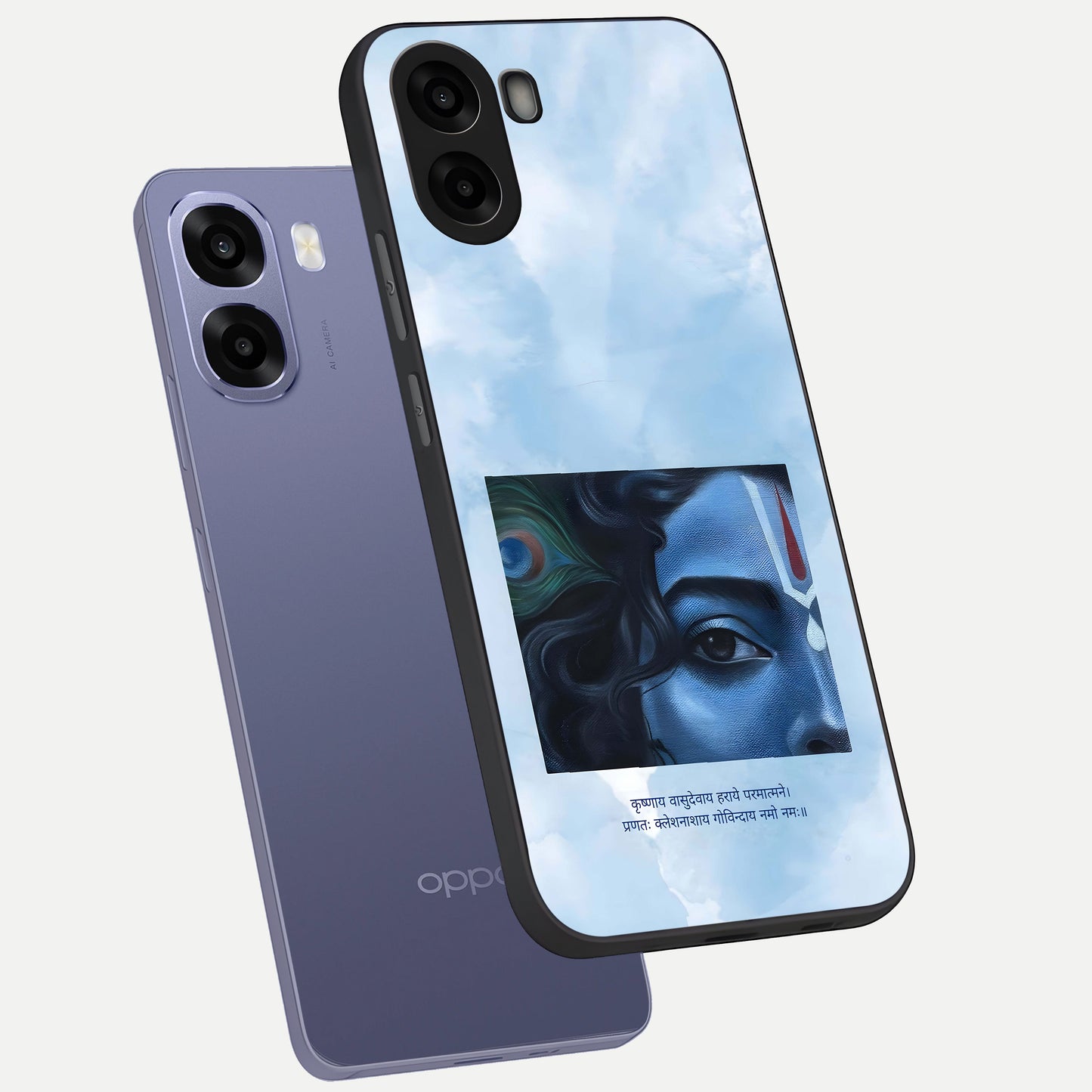  Spiritual Krishna phone case For Oppo A6s showing premium glass back cover with detailed artwork