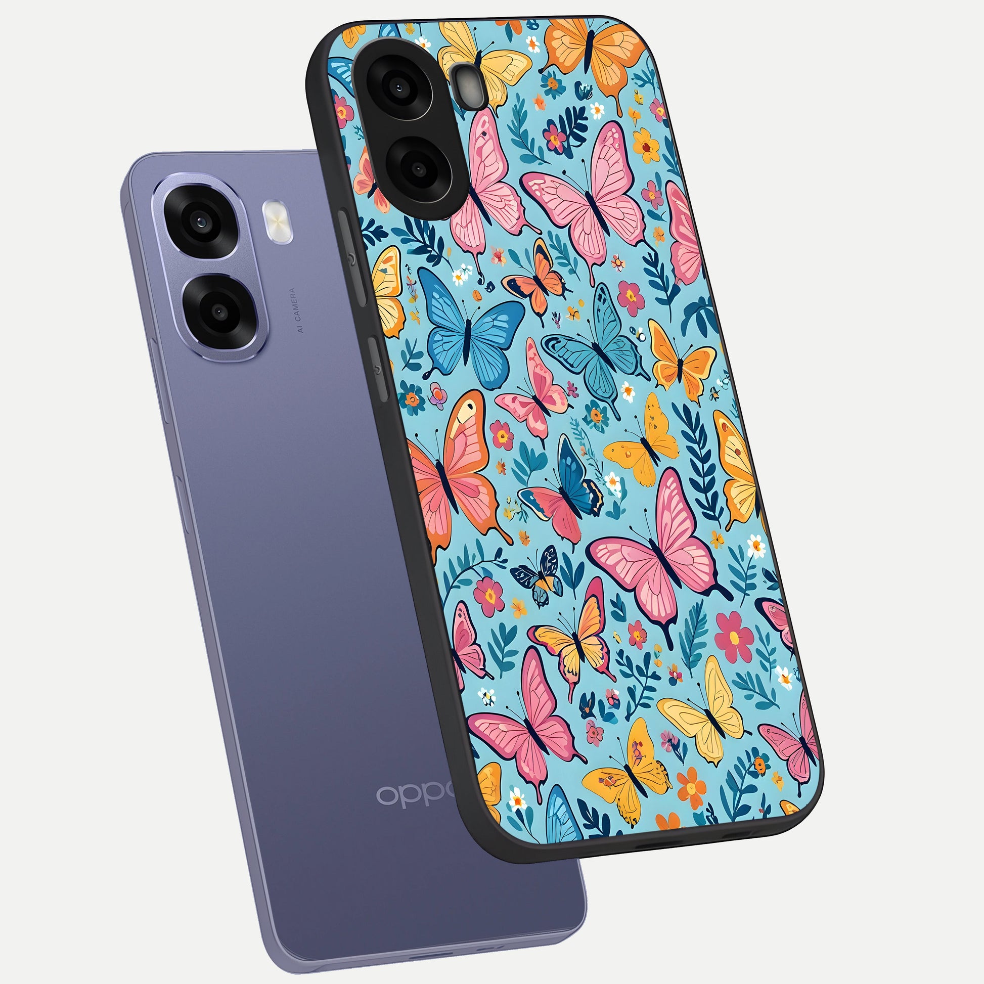  Spring Wing Garden phone case For Oppo A6s showing premium glass back cover with detailed artwork