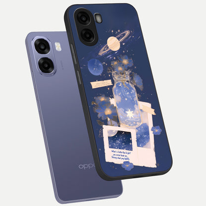 Starlit Cosmic Jar phone case For Oppo A6s showing premium glass back cover with detailed artwork