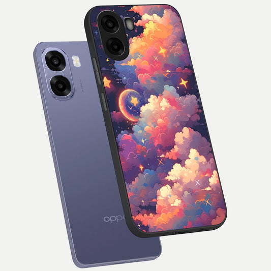  Starlit Dream Clouds phone case For Oppo A6s showing premium glass back cover with detailed artwork