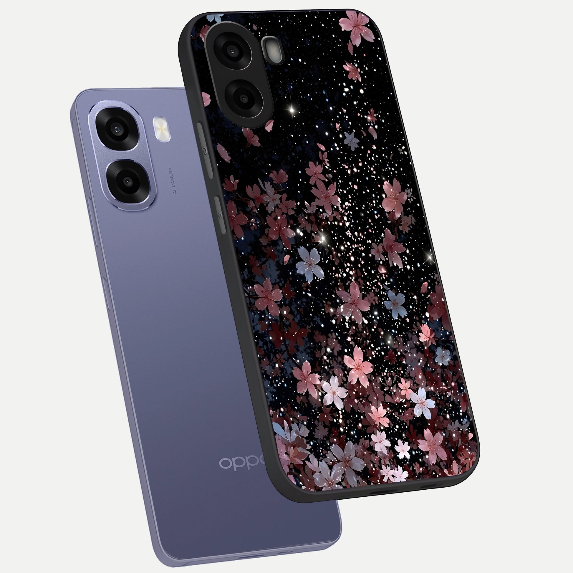  Starlit Flower Dreams phone case For Oppo A6s showing premium glass back cover with detailed artwork