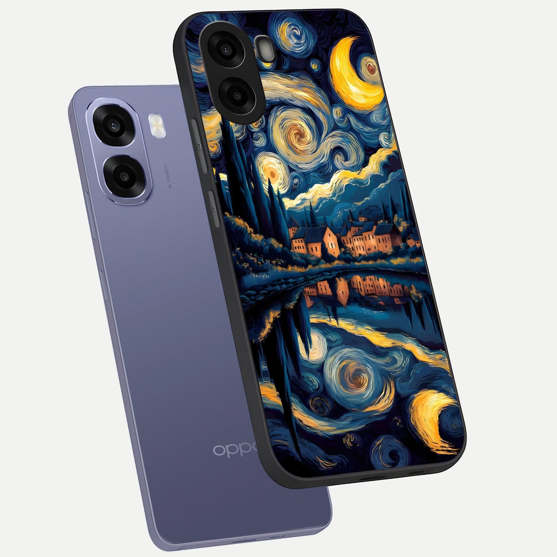  Starry Sky Serenity phone case For Oppo A6s showing premium glass back cover with detailed artwork