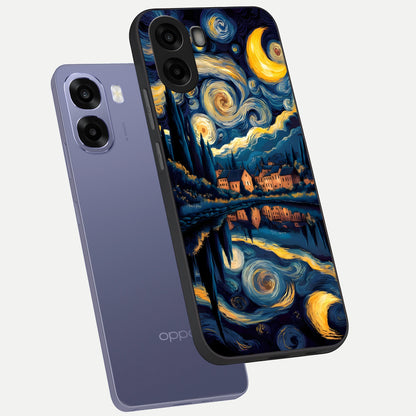  Starry Sky Serenity phone case For Oppo A6s showing premium glass back cover with detailed artwork