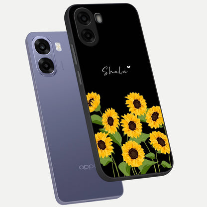  Sunflower Sky Bloom phone case For Oppo A6s showing premium glass back cover with detailed artwork