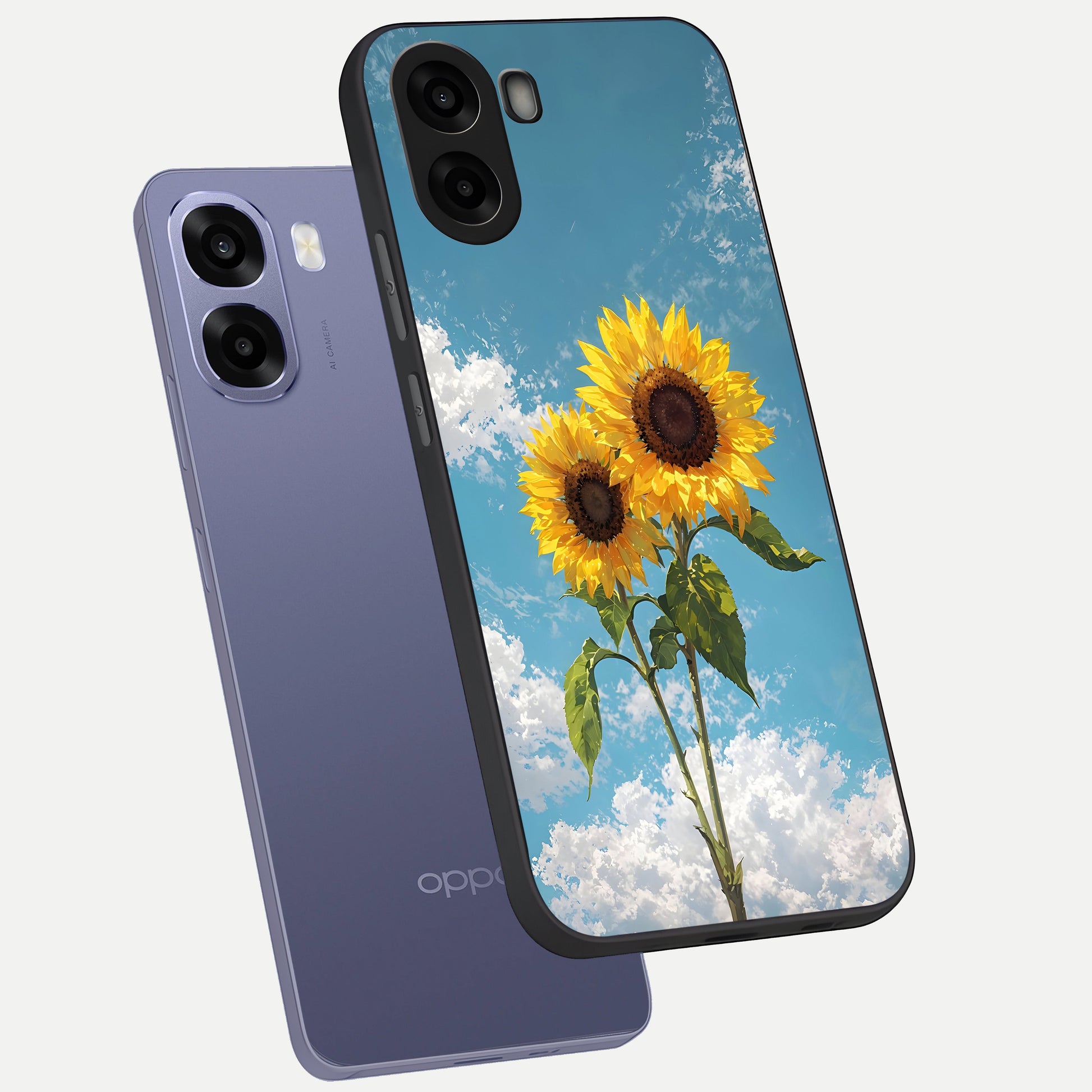  Sunlit Daisy Glow phone case For Oppo A6s showing premium glass back cover with detailed artwork