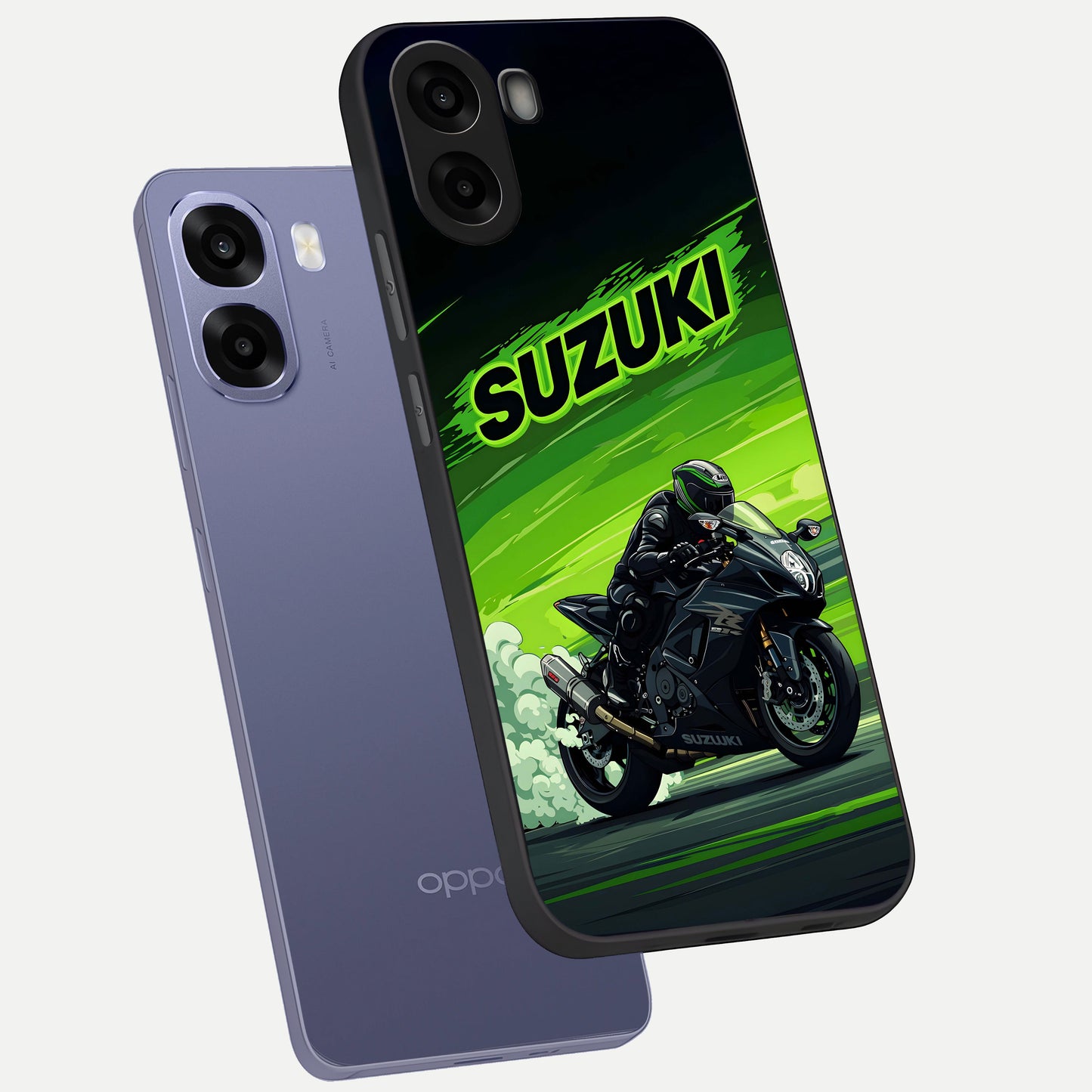  Suzuki Speed Beast phone case For Oppo A6s showing premium glass back cover with detailed artwork