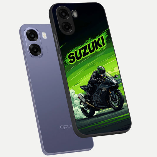  Suzuki Speed Beast phone case For Oppo A6s showing premium glass back cover with detailed artwork