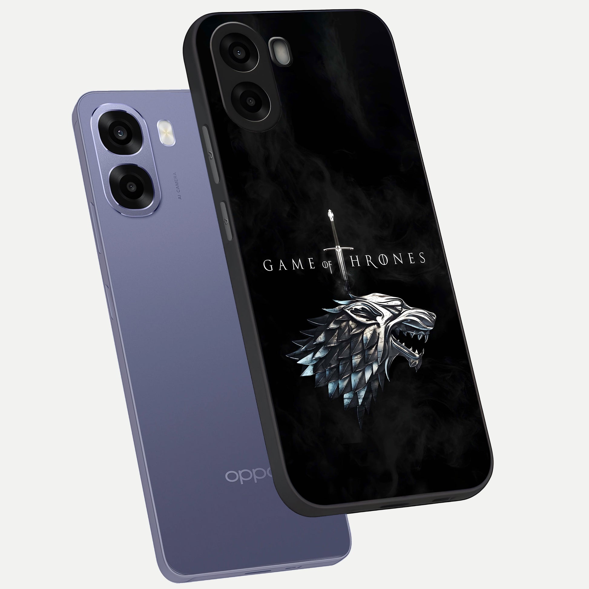  Throne Wolf Legacy phone case For Oppo A6s showing premium glass back cover with detailed artwork