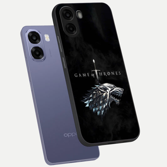  Throne Wolf Legacy phone case For Oppo A6s showing premium glass back cover with detailed artwork