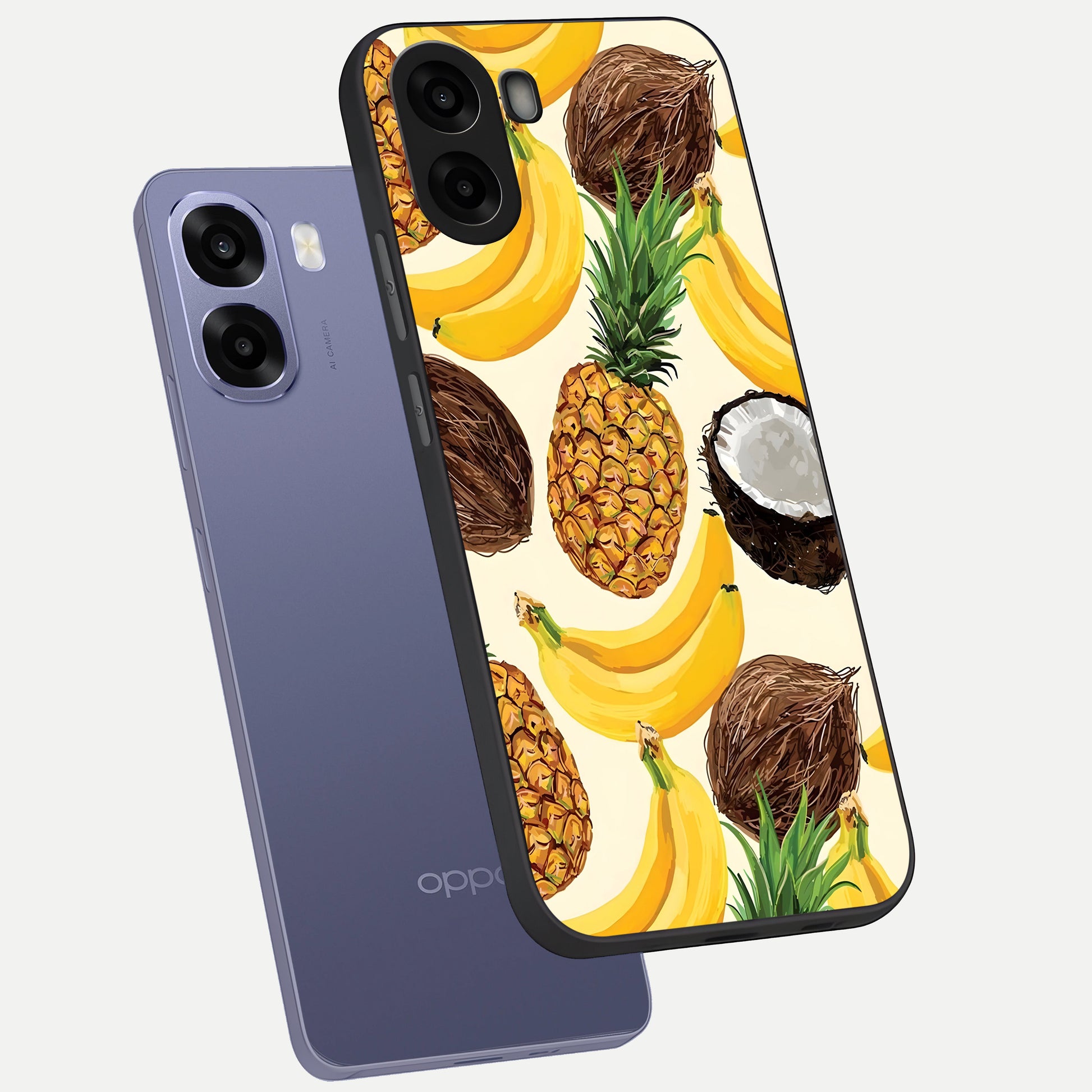  Tropical Fruit Mood phone case For Oppo A6s showing premium glass back cover with detailed artwork